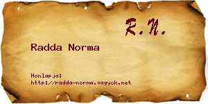 Radda Norma névjegykártya